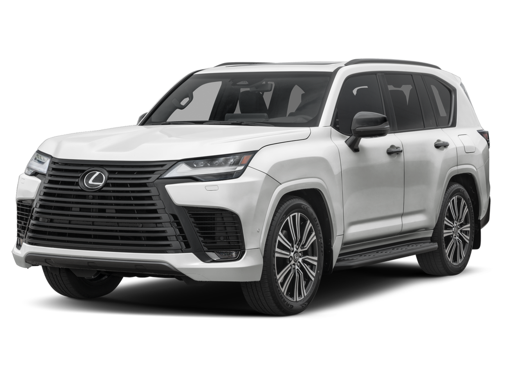White Lexus LX luxury SUV shown from the front three-quarter angle